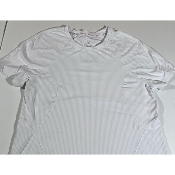 Spyder Active White Ribbed Athletic Short Sleeve T-Shirt Women's Size Medium - Picture 3 of 5